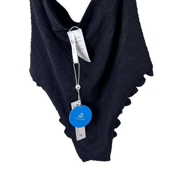 Cupshe Black Knotted Scalloped One Piece Swimsuit Medium - Picture 7 of 7